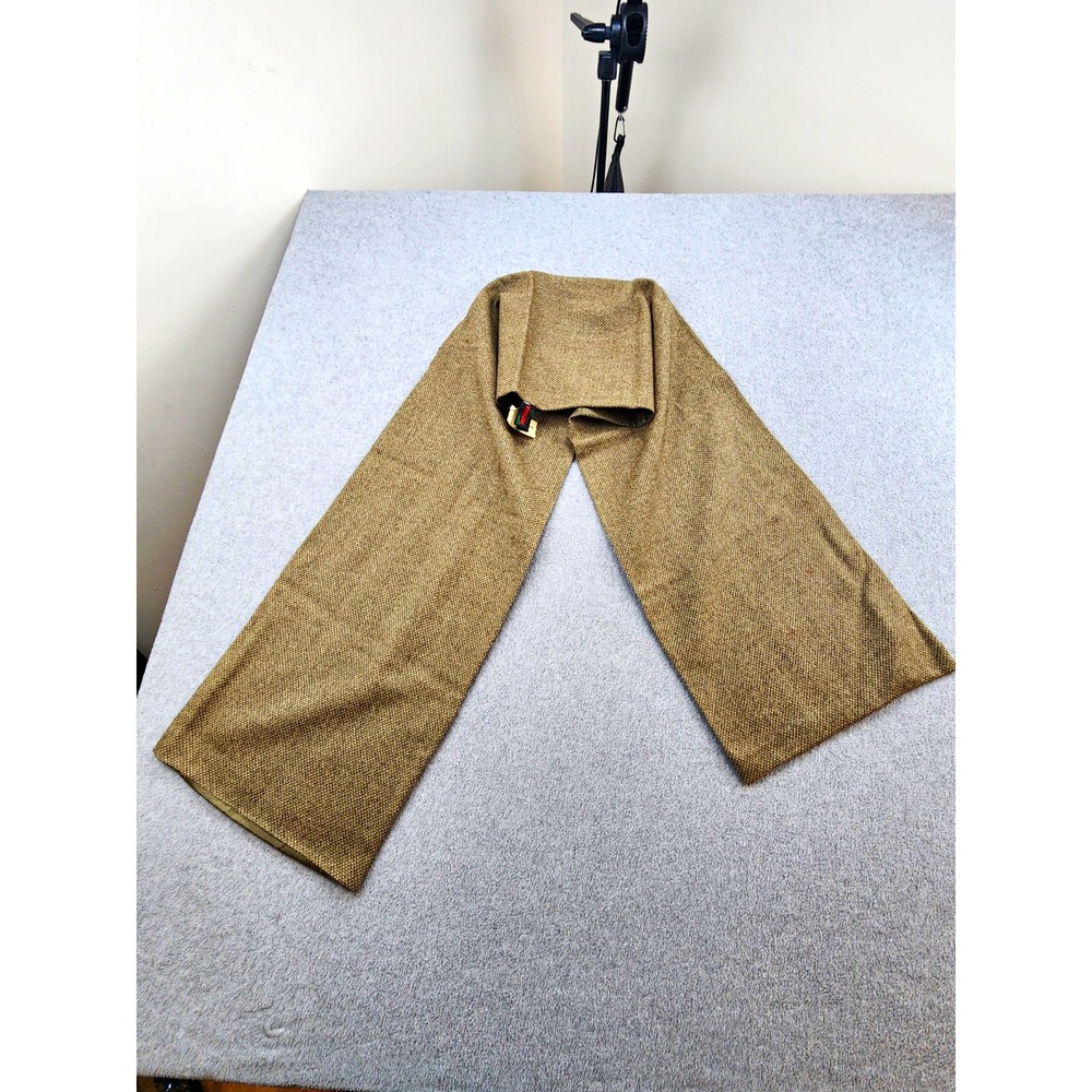 Vintage Lauren Paprika Women's Brown Wool Woven Silk Scarf Logo, Dry Clean Only